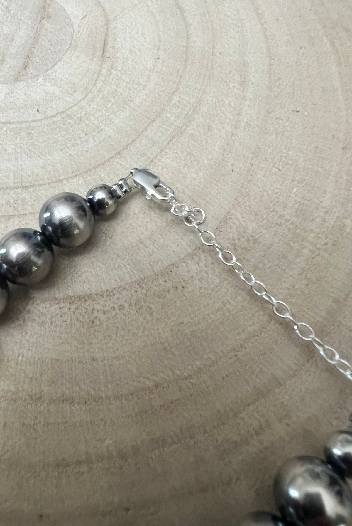 10mm Sterling Silver Pearls bracelet - 6 inch bracelet - Cowhide and Conchos