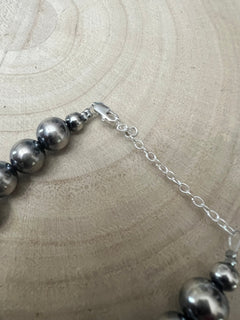 10mm Sterling Silver Pearls bracelet - 6 inch bracelet - Cowhide and Conchos