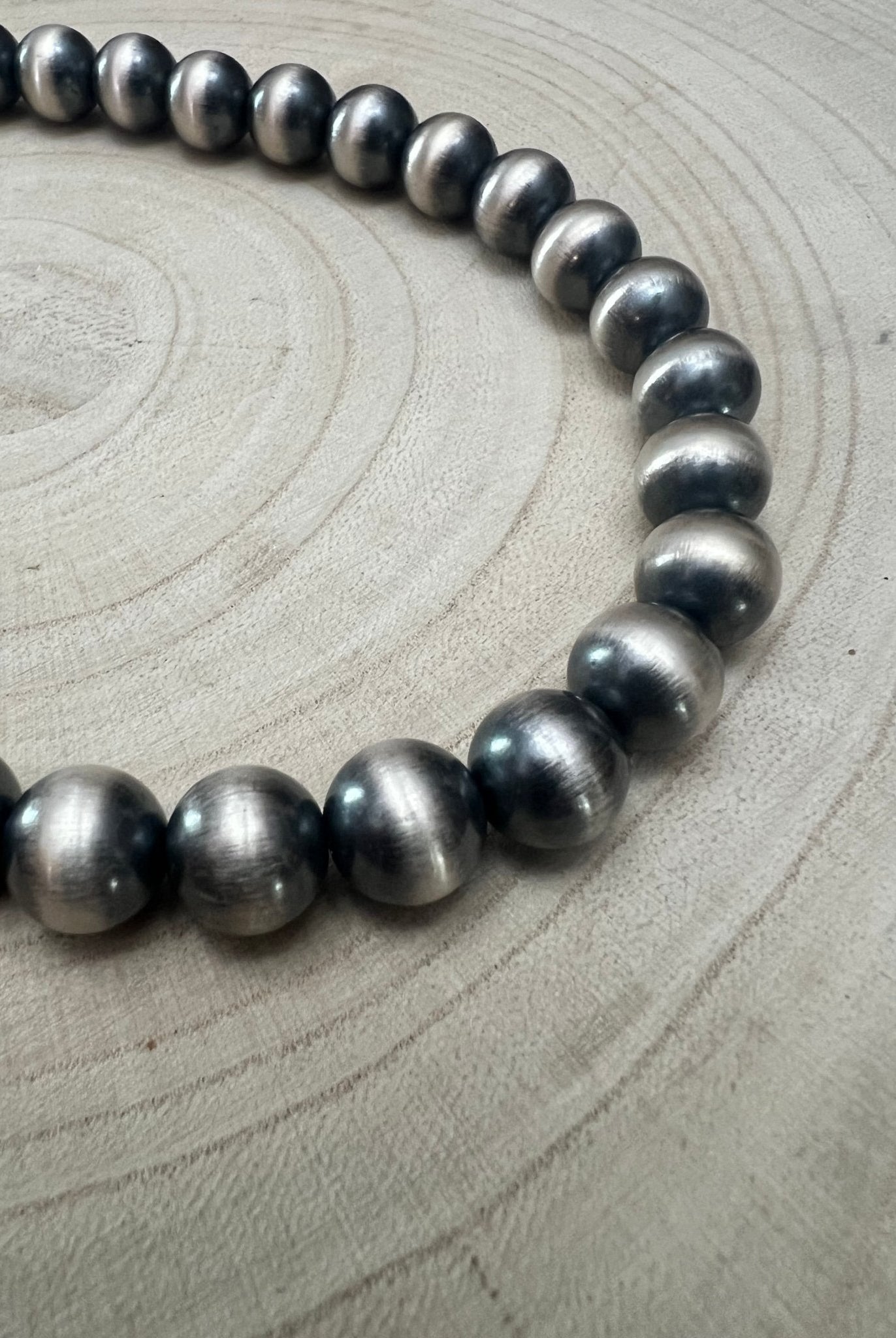 12mm Sterling Silver Pearls Necklace - 18 inch - Cowhide and Conchos