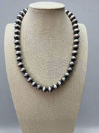 12mm Sterling Silver Pearls Necklace - 20 inch - Cowhide and Conchos