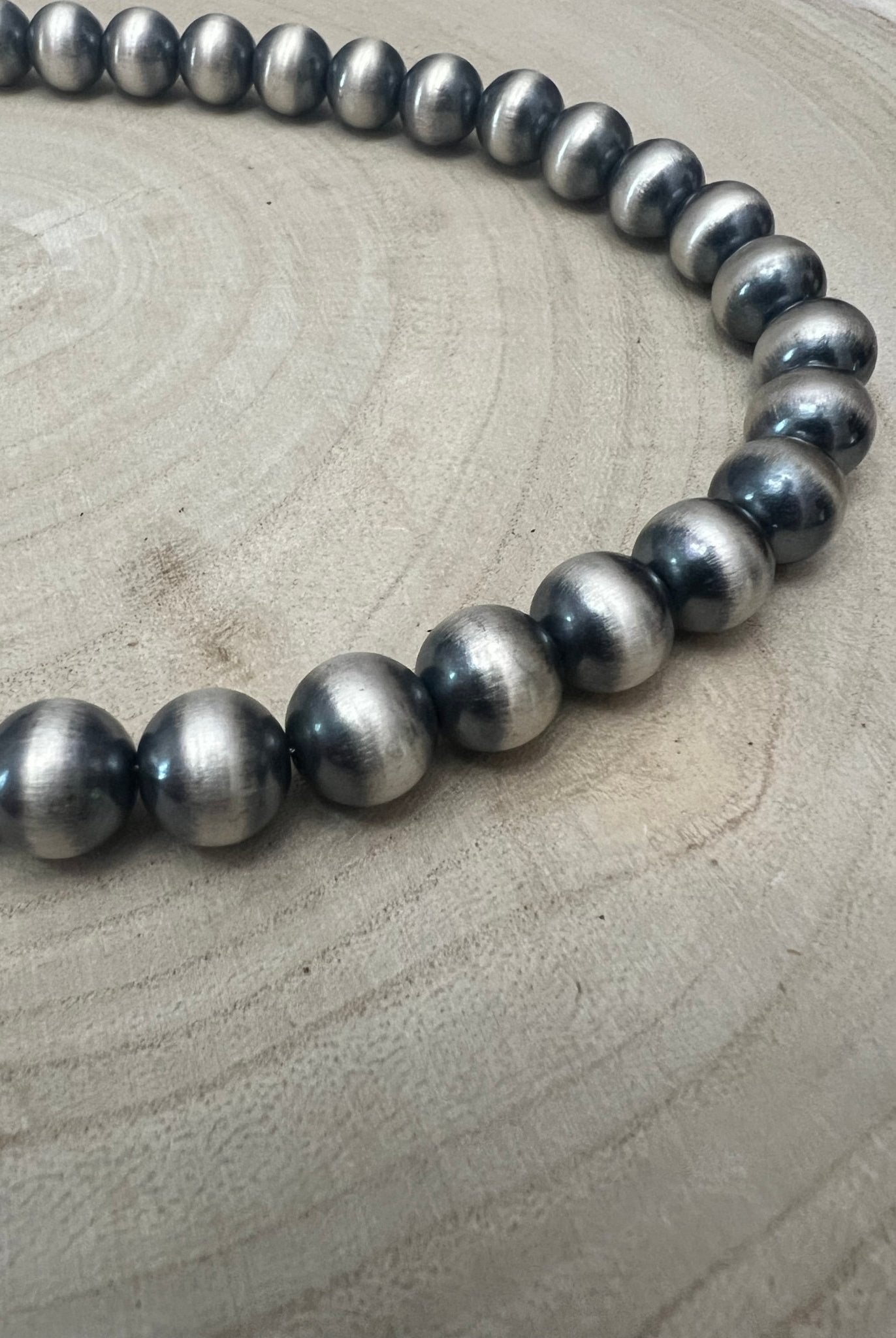 12mm Sterling Silver Pearls Necklace - 20 inch - Cowhide and Conchos