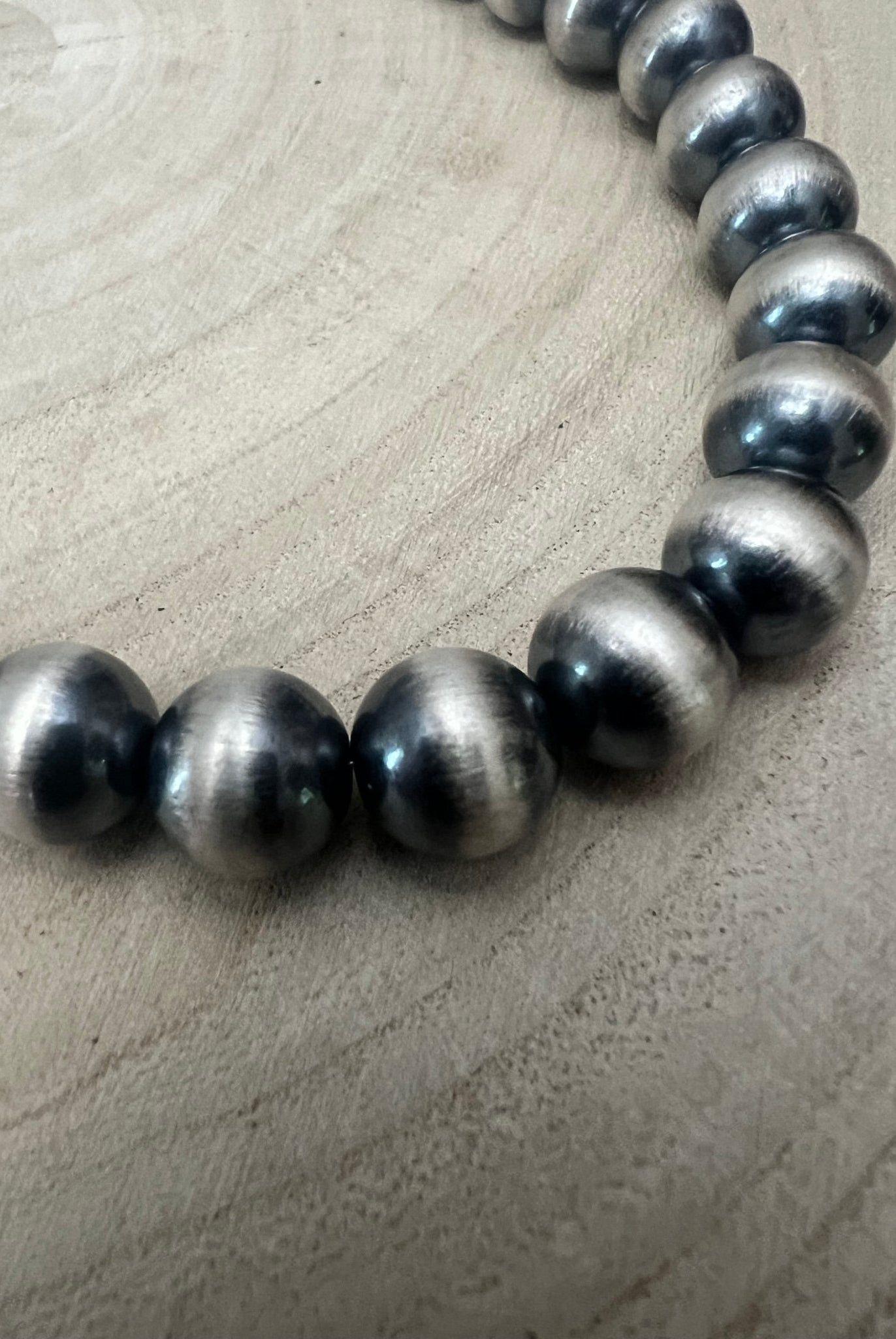 12mm Sterling Silver Pearls Necklace - 20 inch - Cowhide and Conchos