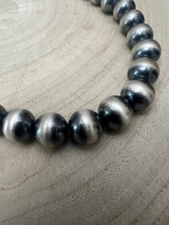 12mm Sterling Silver Pearls Necklace - 20 inch - Cowhide and Conchos