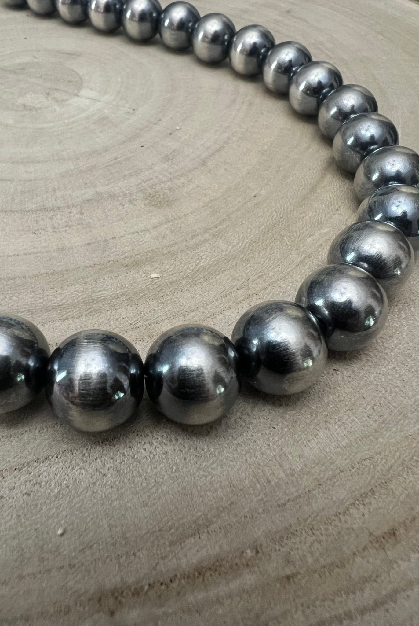 14mm Sterling Silver Pearls Necklace - 18 inch - Cowhide and Conchos