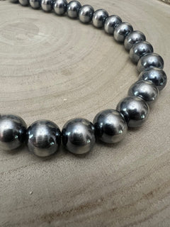 14mm Sterling Silver Pearls Necklace - 18 inch - Cowhide and Conchos