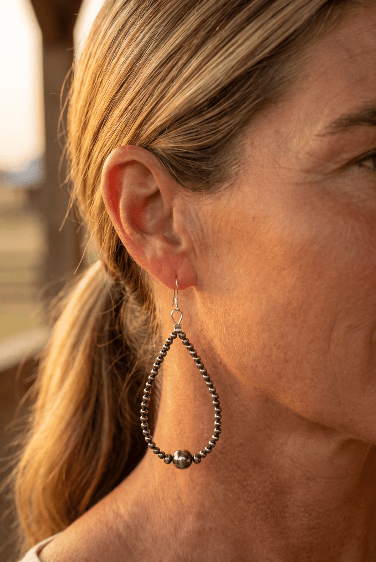 3-4-8mm Sterling Pearl Teardrop Earrings — 3 inch Drop (Made in USA) - Cowhide and Conchos