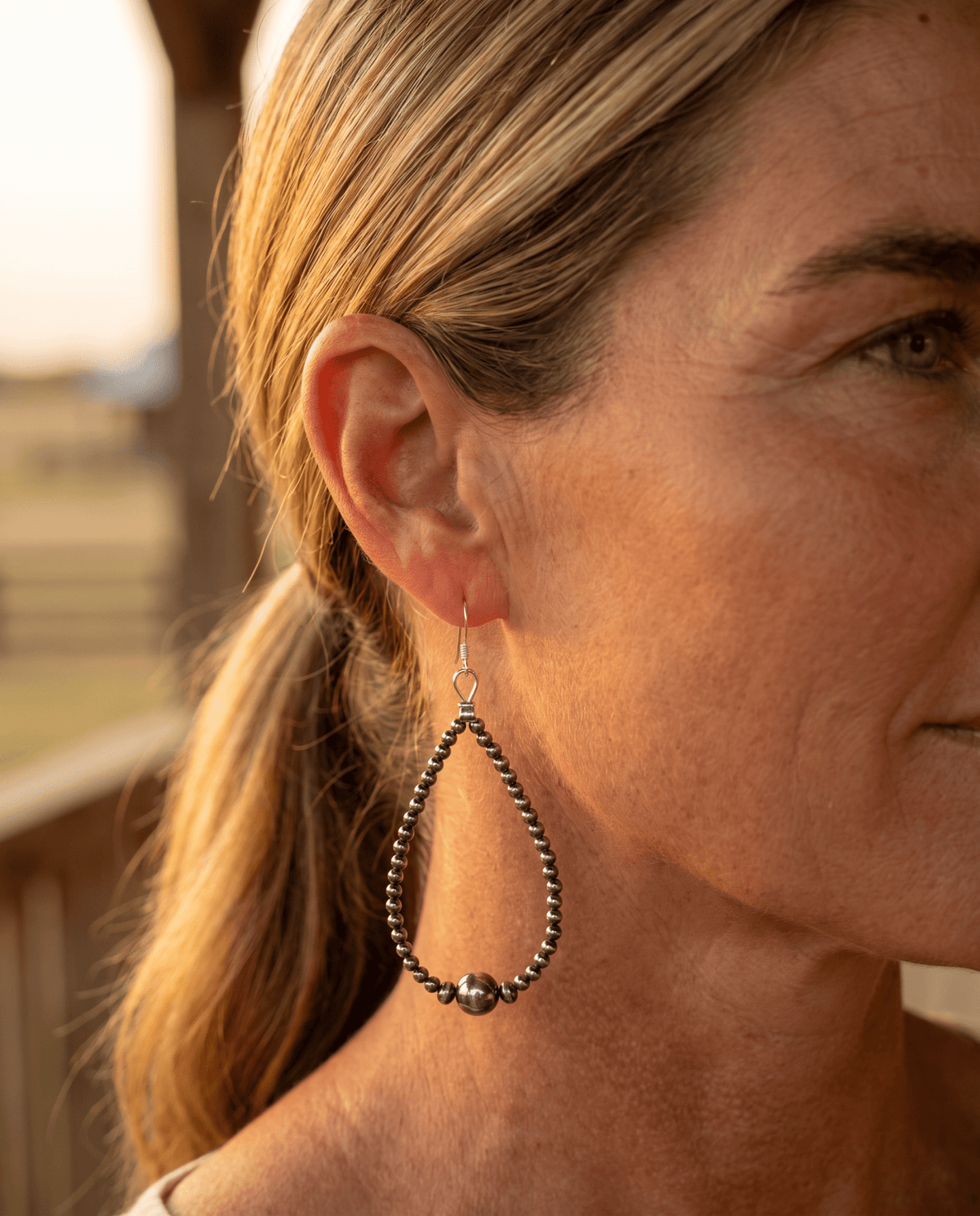 3-4-8mm Sterling Pearl Teardrop Earrings — 3 inch Drop (Made in USA) - Cowhide and Conchos