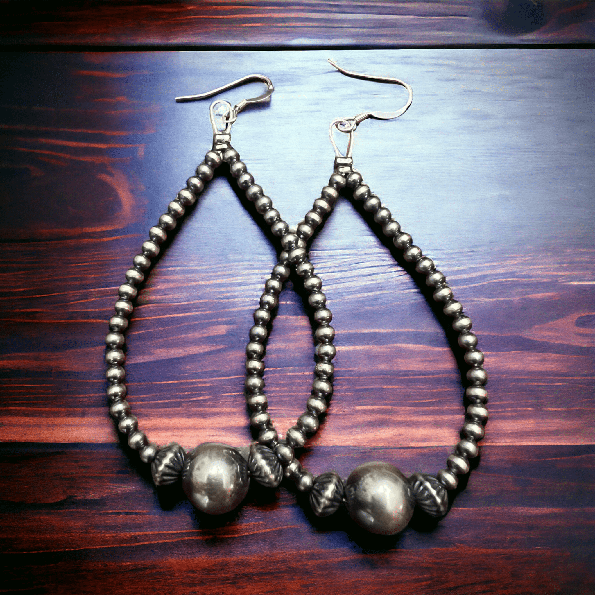 3 mm Sterling Silver Pearls earrings teardrop with 10 mm - Cowhide and Conchos