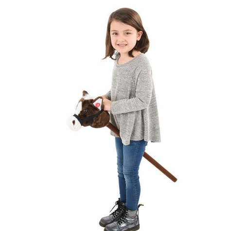 30" BROWN STICK HORSE LLB kids toys - Cowhide and Conchos
