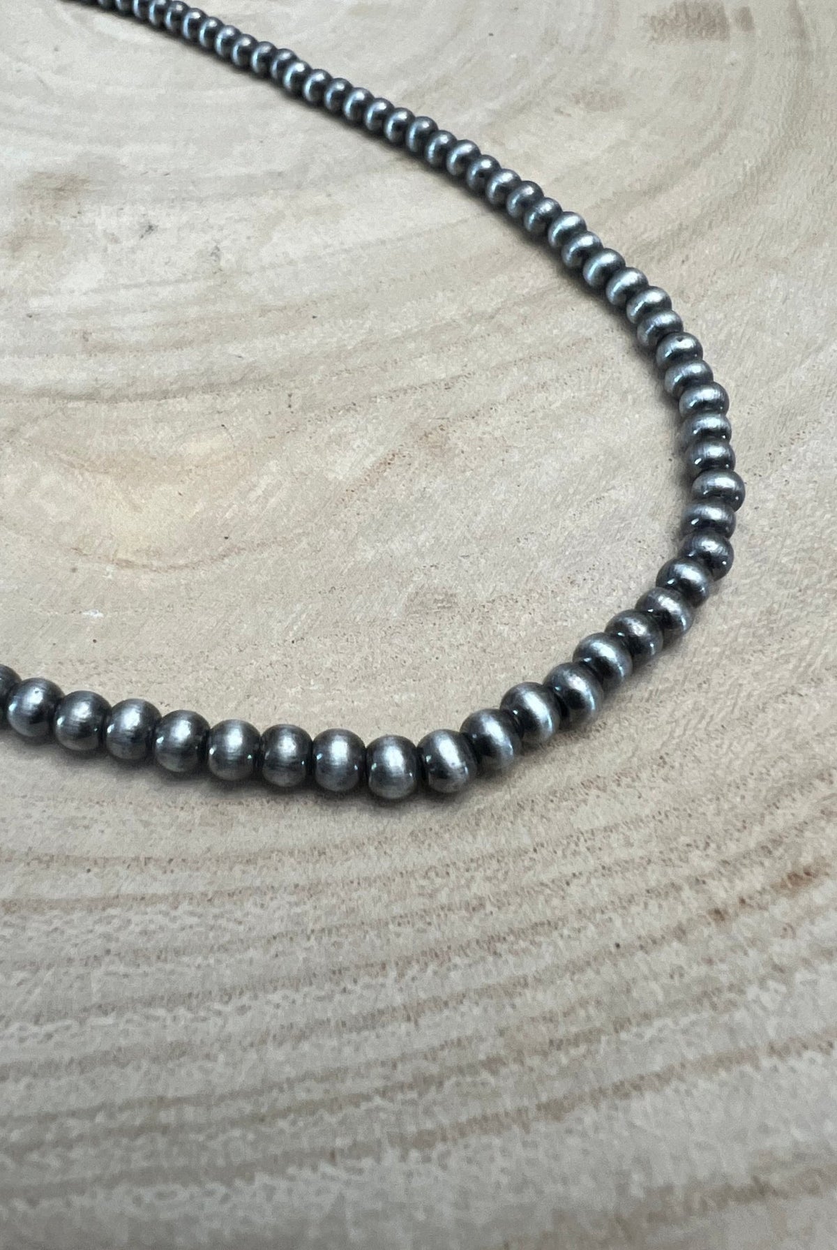 4mm Faux Pearls Necklace - 16 Inch + 3 - Cowhide and Conchos