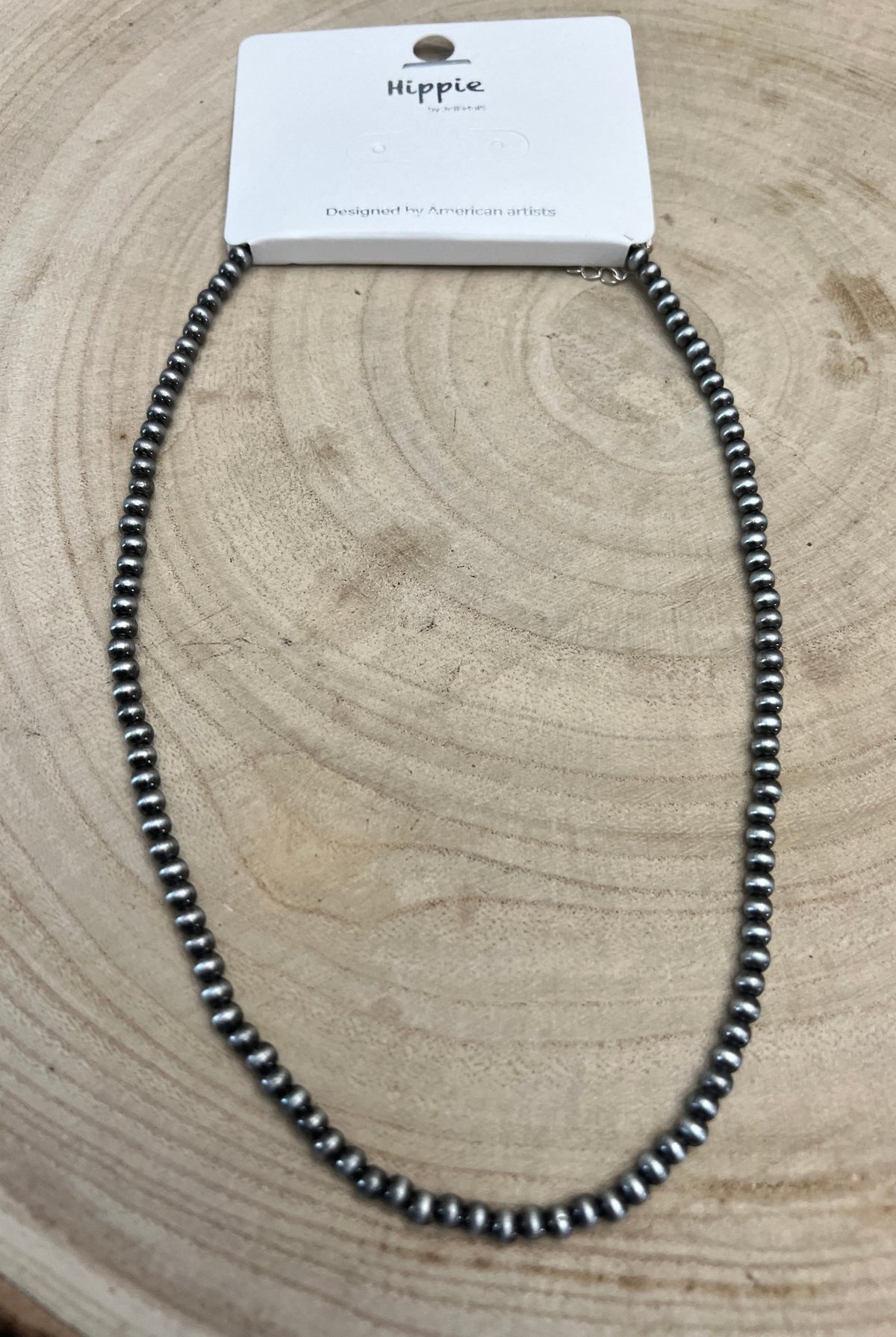 4mm Faux Pearls Necklace - 16 Inch + 3 - Cowhide and Conchos