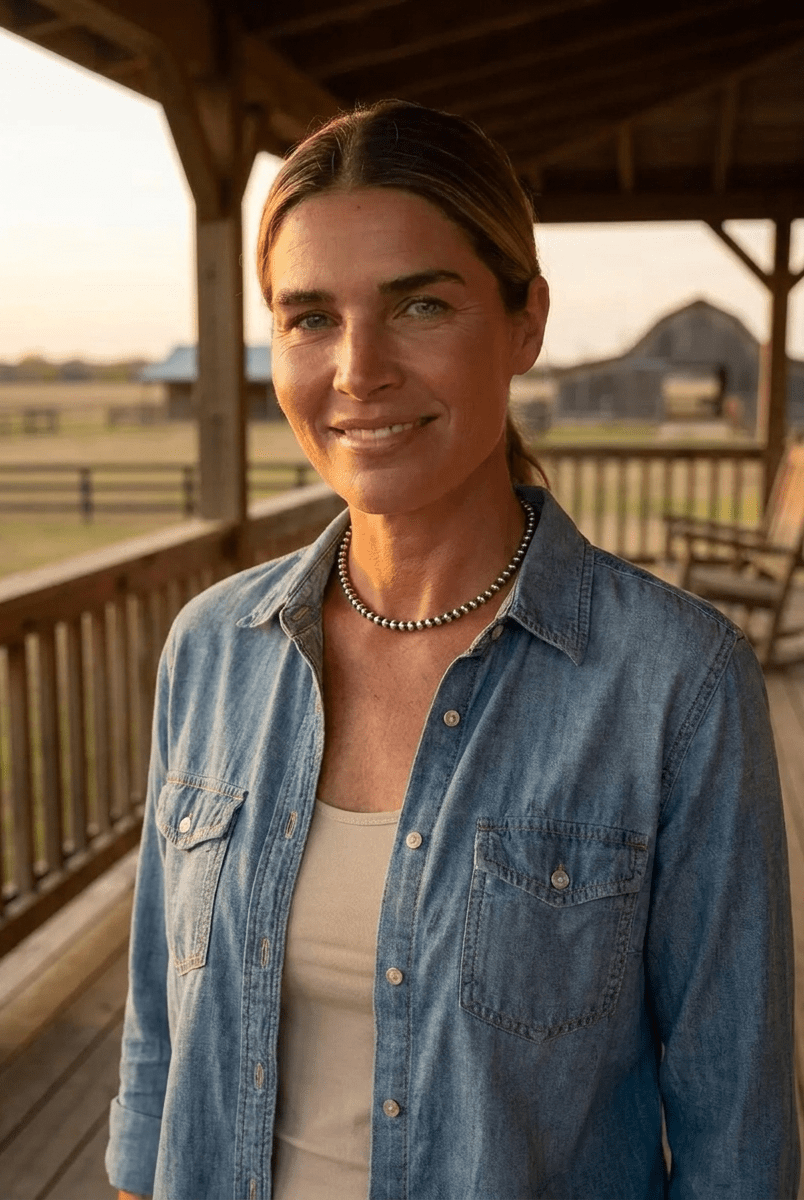 4mm Sterling Pearl Choker — 14 inch - Cowhide and Conchos