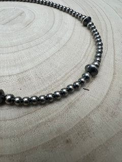 4mm Sterling Pearl & Saucer Bead Choker - 14 inch choker - Top Seller - Cowhide and Conchos
