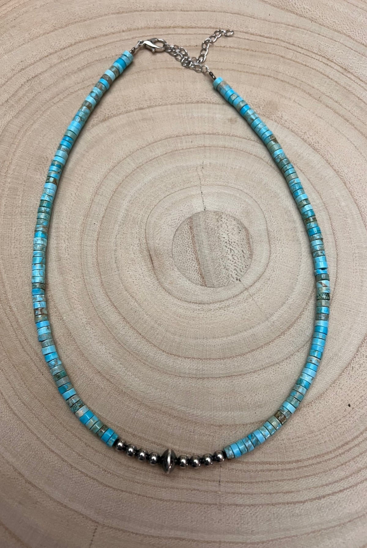 4mm Sterling Pearls and Sterling Saucer Accent Bead Choker - 14 inch - Cowhide and Conchos