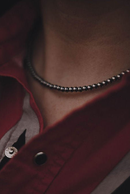 4mm Sterling Silver Pearl Choker - 14 inch - Cowhide and Conchos