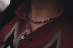 4mm Sterling Silver Pearl Choker - 14 inch - Cowhide and Conchos