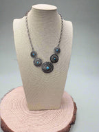 5 Conchos with Faux Turquoise Necklace - 18 inch + 3 inch extender - Cowhide and Conchos