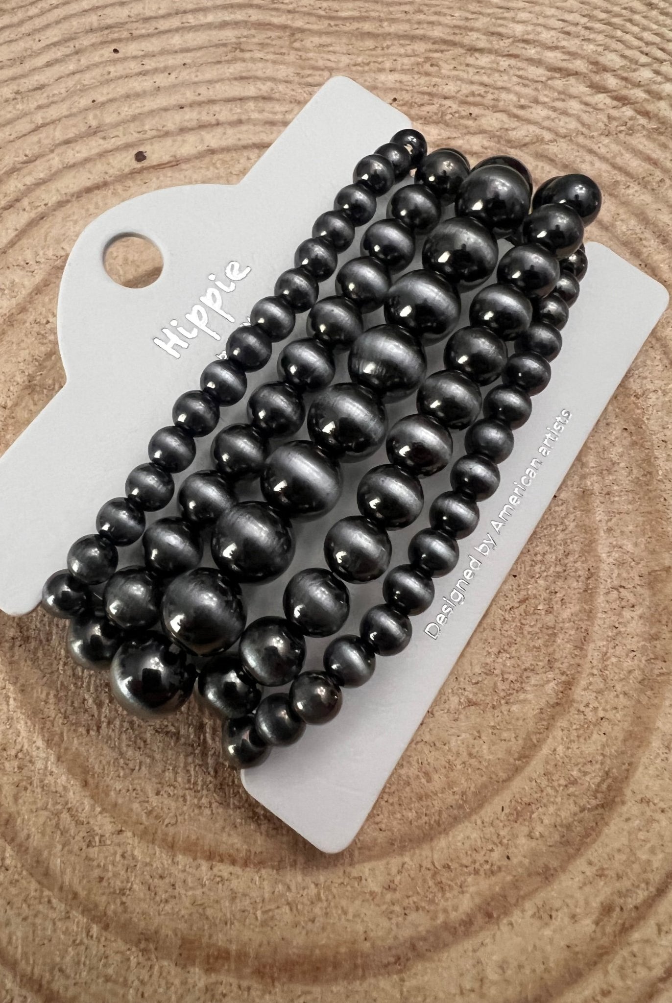 5 for 1 set Faux Sterling Pearl Stretch Bracelet - 7 inch bracelets - Cowhide and Conchos