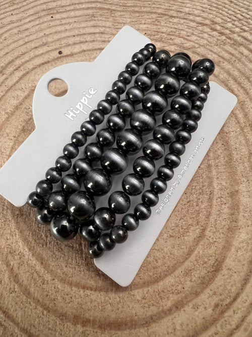 5 for 1 set Faux Sterling Pearl Stretch Bracelet - 7 inch bracelets - Cowhide and Conchos