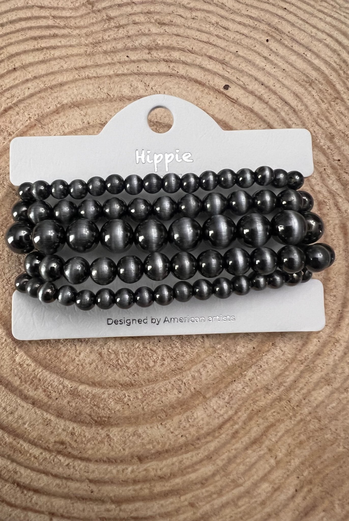 5 for 1 set Faux Sterling Pearl Stretch Bracelet - 7 inch bracelets - Cowhide and Conchos