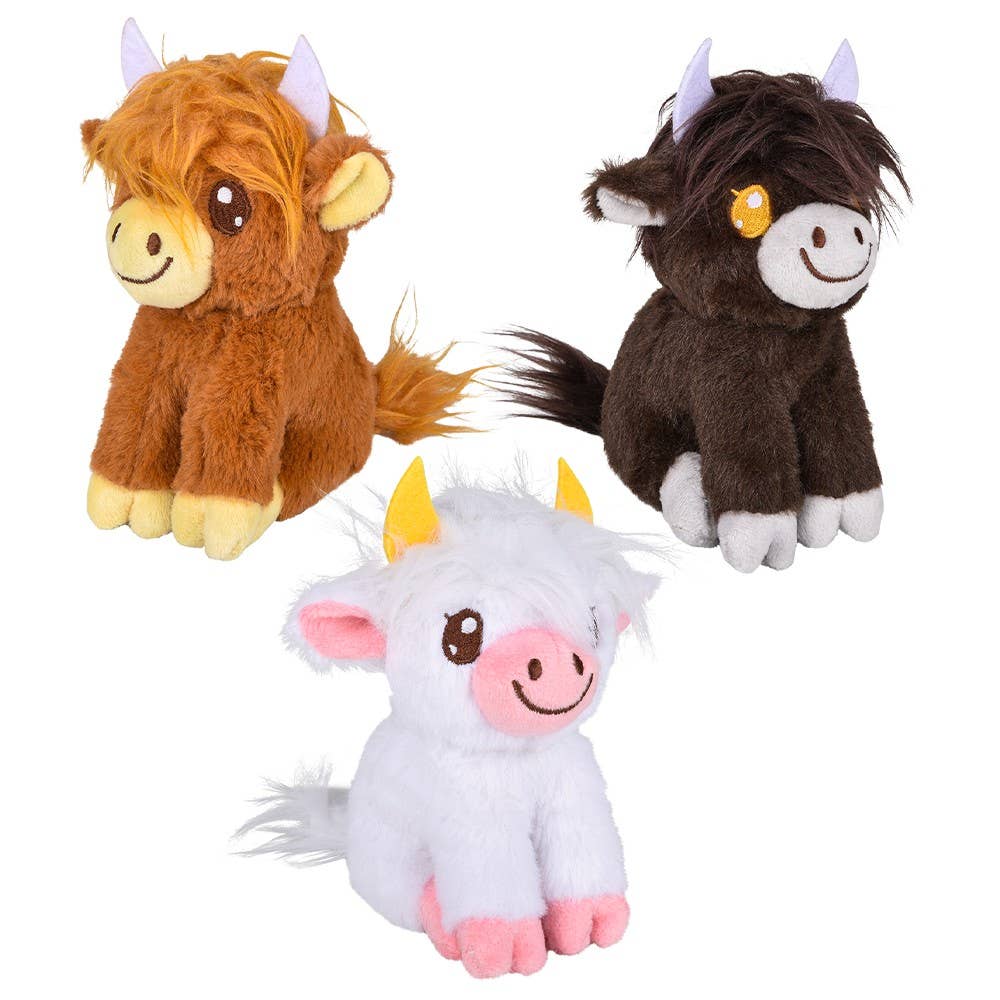 5" Plush Highland Cow - Cowhide and Conchos