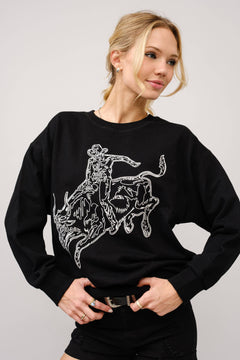 Bull Rider Embroidered Sweatshirt - large remaining