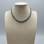 5mm Fashion Pearl Choker Necklace & Earring Set - 14 inch + 2 - Cowhide and Conchos