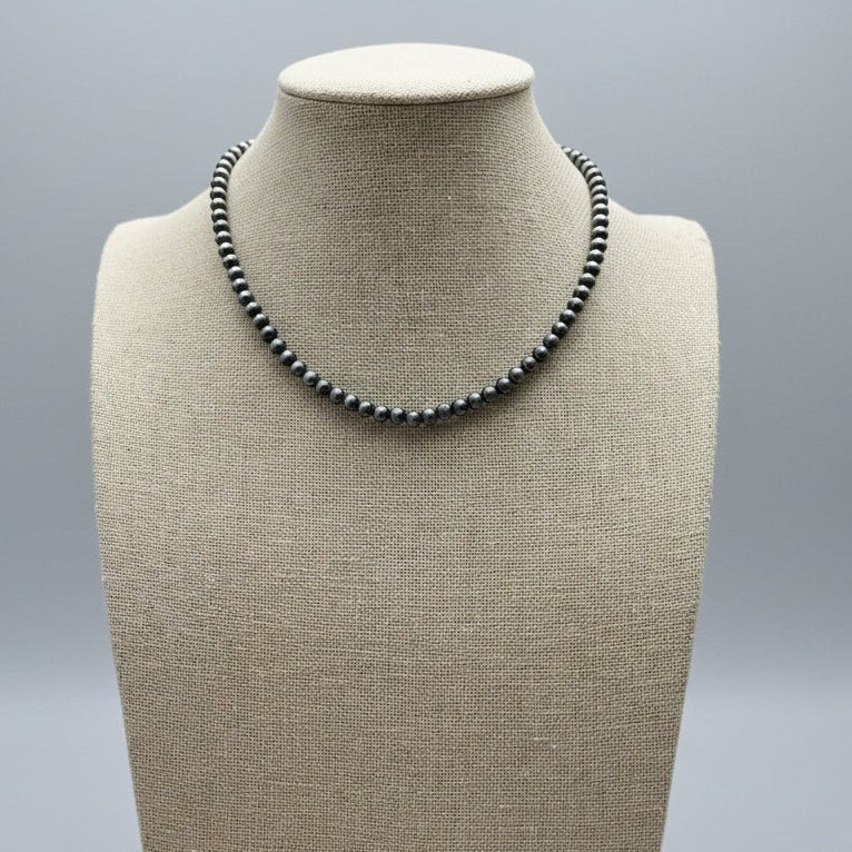 5mm Fashion Pearl Choker Necklace & Earring Set - 14 inch + 2 - Cowhide and Conchos