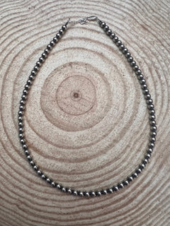 5mm Sterling Pearl Necklace - 16 inch - Cowhide and Conchos