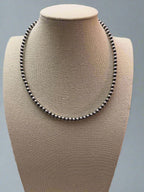 5mm Sterling Pearl Necklace - 16 inch - Cowhide and Conchos