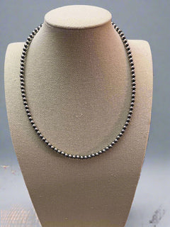 5mm Sterling Pearl Necklace - 18 inch - Cowhide and Conchos