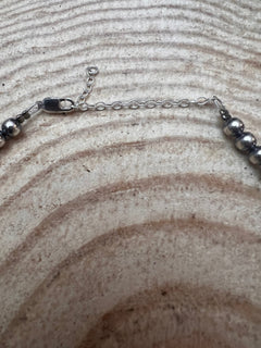 5mm Sterling Pearl Necklace - 18 inch - Cowhide and Conchos