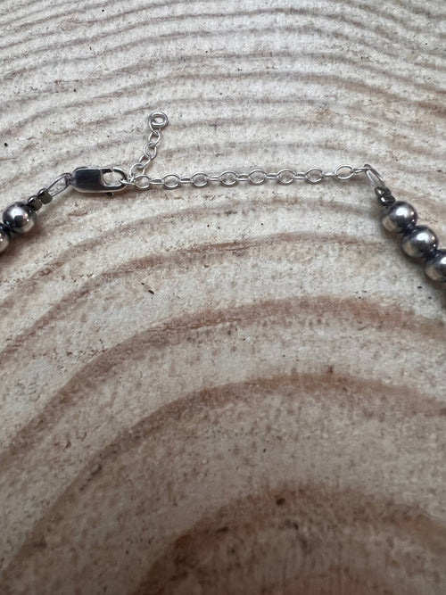 5mm Sterling Pearl Necklace - 18 inch - Cowhide and Conchos