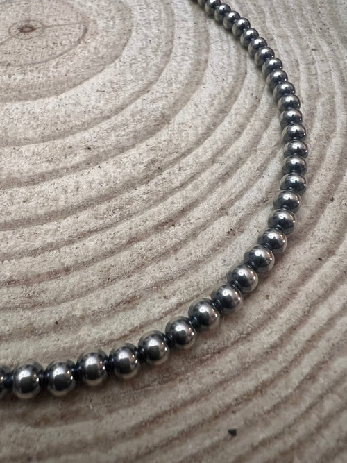 5mm Sterling Pearl Necklace - 18 inch - Cowhide and Conchos