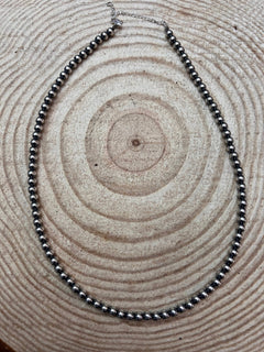 5mm Sterling Pearl Necklace - 18 inch - Cowhide and Conchos