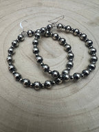 6mm and 3mm Sterling Silver Pearl Hoop Earrings - 2 inch drop - Cowhide and Conchos