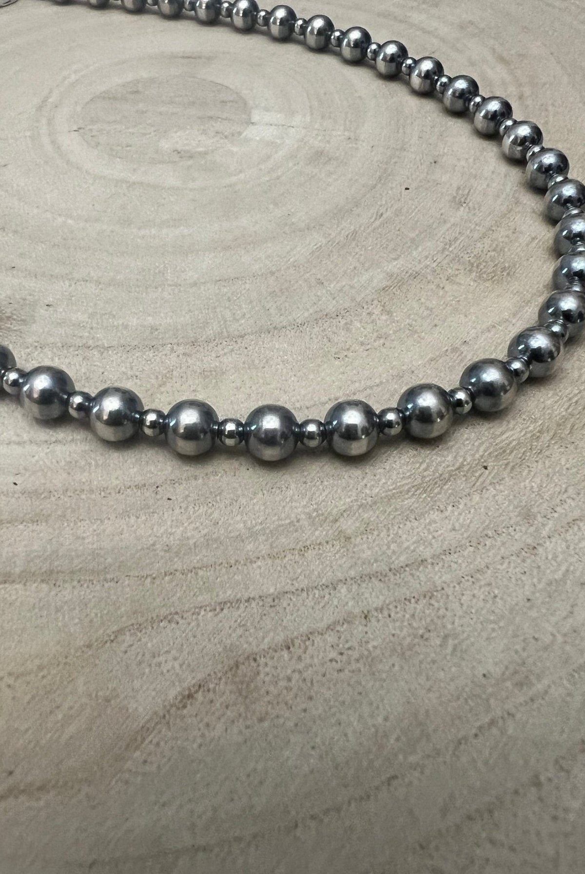6mm and 3mm Sterling Silver Pearls choker necklace - 14 inch choker - Cowhide and Conchos