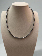 6mm Sterling Pearl Necklace - 18 inch - Cowhide and Conchos