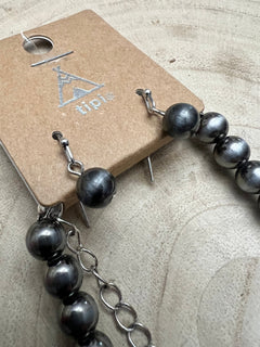 8mm Fashion Pearl Choker Necklace & Earring Set - 14 inch + 2 - Cowhide and Conchos