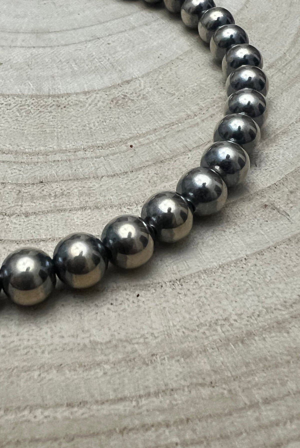 8mm Sterling Pearl Necklace - 14 inch - Cowhide and Conchos