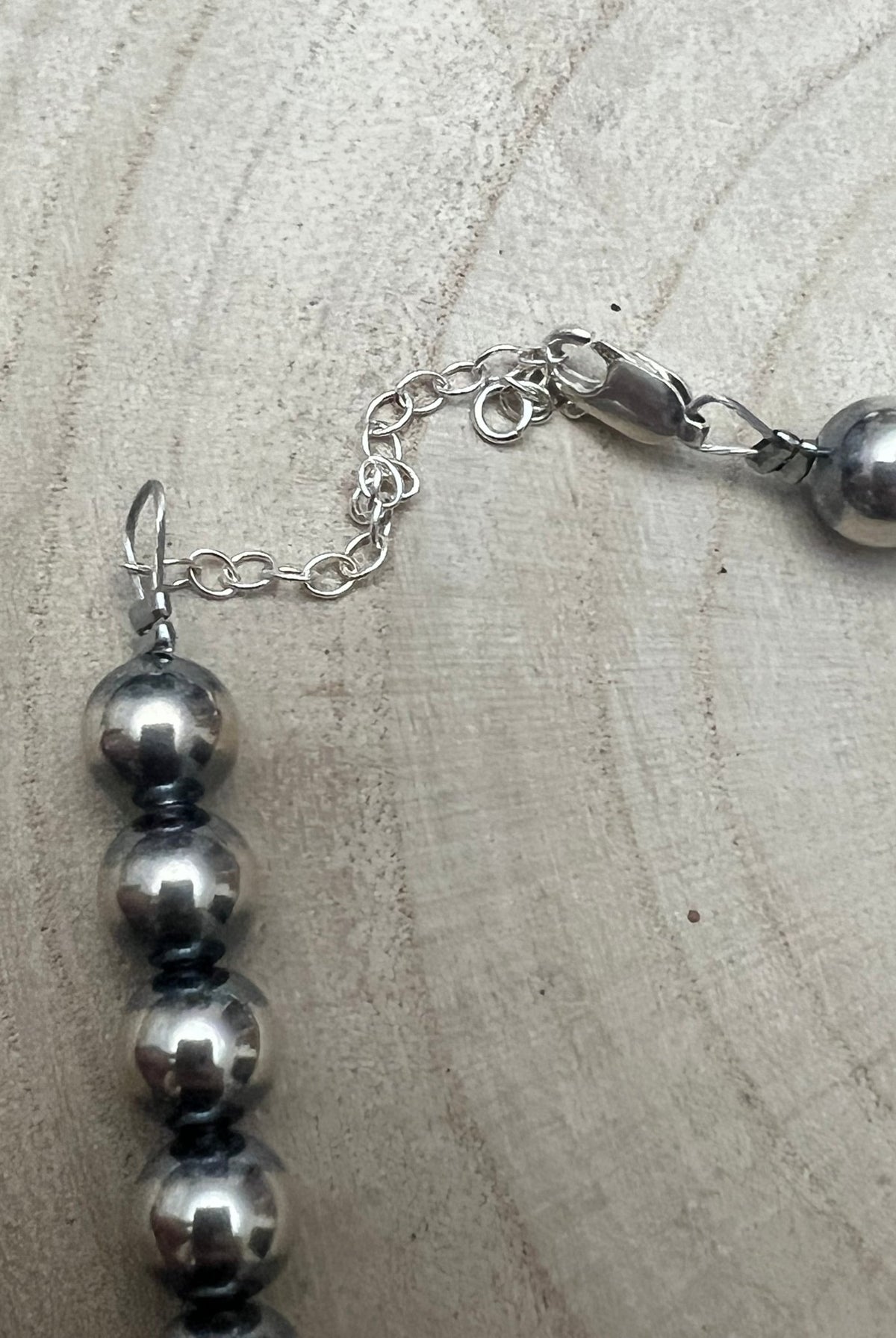 8mm Sterling Pearl Necklace - 14 inch - Cowhide and Conchos