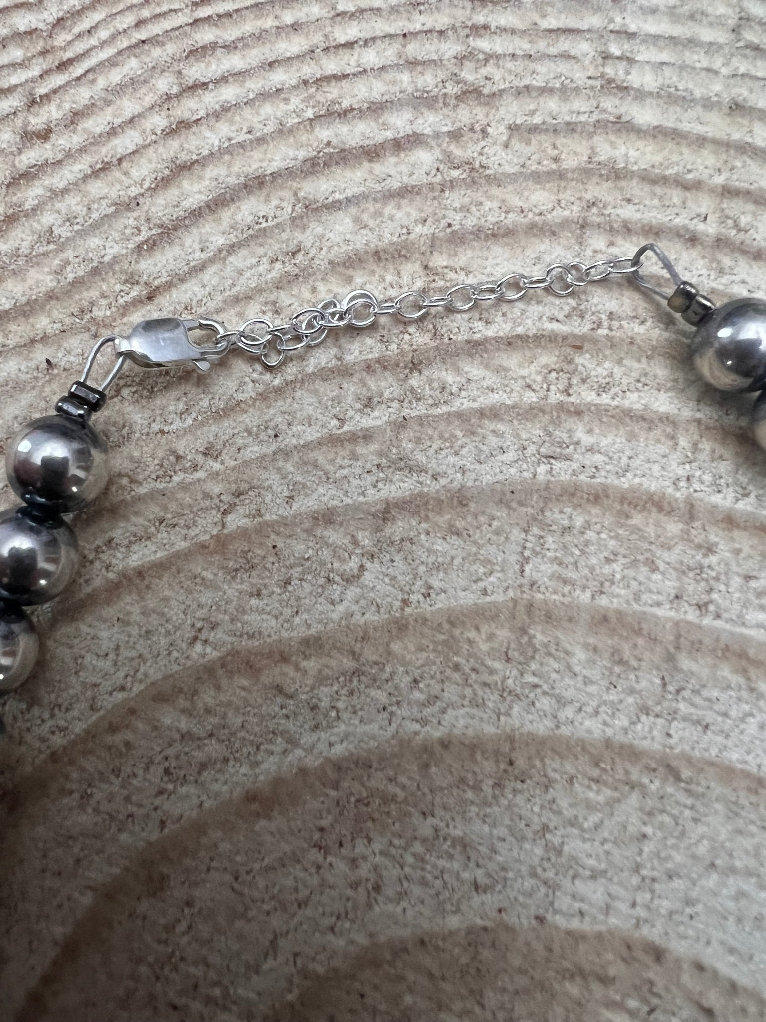 8mm Sterling Pearl Necklace - 16 inch - Cowhide and Conchos