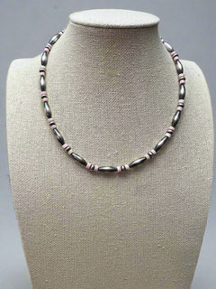 Torpedo choker Sterling Silver Pearls and pink conch