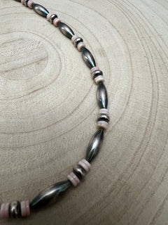 Torpedo choker Sterling Silver Pearls and pink conch