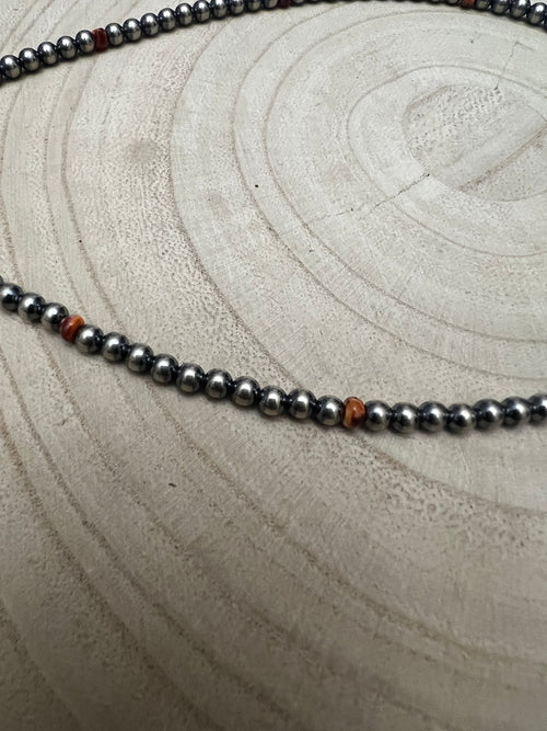 4mm Sterling Pearl choker with spiny oyster