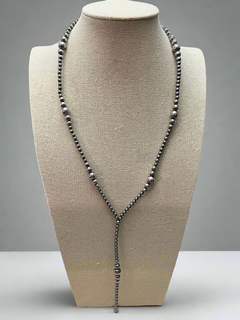Lariat graduated sterling silver pearl necklace - 18 inch with 4 inch drop