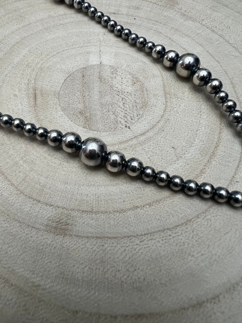 Lariat graduated sterling silver pearl necklace - 18 inch with 4 inch drop