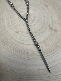 Lariat graduated sterling silver pearl necklace - 18 inch with 4 inch drop