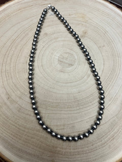 6mm Sterling Pearl Necklace - 22 inch