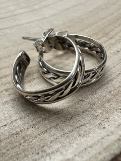 Elaine Tahe Sterling Silver Hoop Earrings